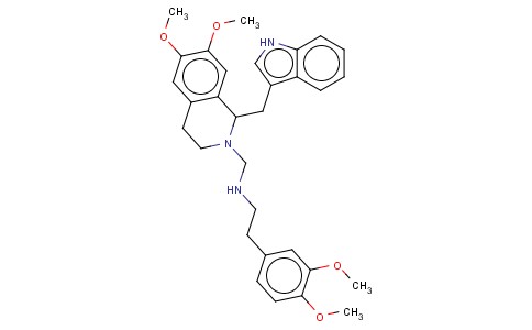 2(1H)-ISOQUINOLINEMETHANAMINE, 3,4-DIHYDRO-6,7-DIMETHOXY-N-(2-(3,4-DIM ETHOXYPHENYL)ETHYL)-1-(1H-IND